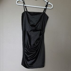 Forever 21 Black Ruched Spaghetti Strap Mini Dress Size S